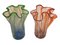 Vintage Art Glass Flower Vases in Green and Orange, Set of 2 1