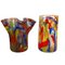 Vintage Multicolored Glass Flower Vases, Set of 2 3