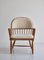 Scandinavian Modern Windsor Chair in Patinated Ash and White Boucle 4