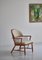 Scandinavian Modern Windsor Chair in Patinated Ash and White Boucle 2