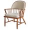 Scandinavian Modern Windsor Chair in Patinated Ash and White Boucle 1