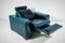 Vintage Brutalist Reclining Green Leather Lounge Chair, 1980s 2