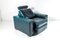 Vintage Brutalist Reclining Green Leather Lounge Chair, 1980s, Image 3