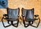 Vintage Scandinavian Coco Leather Viking Chair Set, 1970s 2