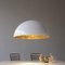 Suspension Lamp Sonora White Outside and Gold Inside by Vico Magistretti for Oluce 4