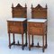 Antique French Walnut and Marble Nightstands or Bedside Cabinets, 1890s, Set of 2 1