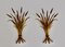 Hollywood Regency Style Golden Plated Sheaf of Wheat Wall Lights, 1970s, Set of 2 5