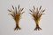 Hollywood Regency Style Golden Plated Sheaf of Wheat Wall Lights, 1970s, Set of 2 1