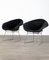 421 Diamond Chairs in Silver with Black Upholstery by Harry Bertoia for Knoll, 1950s, Set of 2 1