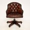 Antique Victorian Style Leather Swivel Desk Chair, Image 2