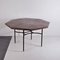 Tavolo esagonale in legno intarsiato con base tubolare in metallo, anni '60, Immagine 5