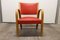 Roter Bow Wood Armlehnstuhl von Hugues Steiner für Baumann, 1960er 1