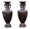 Large Antique Japanese Meiji Period Bronze Vases, 1900s, Set of 2 1