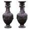 Large Antique Japanese Meiji Period Bronze Vases, 1903, Set of 2 6