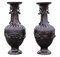 Large Antique Japanese Meiji Period Bronze Vases, 1903, Set of 2 1