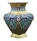 Large Antique Chinese Brass Bronze Champleve Enamel Vase, 1920s 4