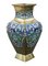 Large Antique Chinese Brass Bronze Champleve Enamel Vase, 1920s 3