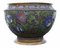Large Antique Japanese Meiji Period Bronze Champleve Enamel Jardiniere Planter Bowl, 1910s, Image 1