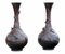 Large Antique Japanese 19th Century Meiji Period Bronze Vases, Set of 2 1