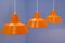 Set of 3 Danish Enamel Lamps in Orange by Louis Poulsen, 1970s, Image 8