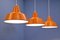 Set of 3 Danish Enamel Lamps in Orange by Louis Poulsen, 1970s 2