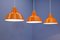 Set of 3 Danish Enamel Lamps in Orange by Louis Poulsen, 1970s 3