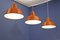 Set of 3 Danish Enamel Lamps in Orange by Louis Poulsen, 1970s 4