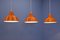 Set of 3 Danish Enamel Lamps in Orange by Louis Poulsen, 1970s 5