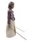 Bambole tailandesi vintage in legno con vestiti di seta, set di 2, Immagine 10