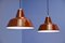 Set of 2 Danish Enamel Hanging Lamps in Brown by Louis Poulsen, 1970s, Image 1