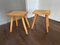 Tabourets Vintage en Noyer Massif, 1950s, Set de 2 3