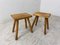 Vintage, Solid Wood Walnut Stools, 1950s, Set of 2, Image 7