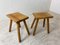 Vintage, Solid Wood Walnut Stools, 1950s, Set of 2, Image 5