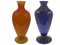 Vintage Blumenvasen aus Kunstglas in Orange & Blau, 2er Set 1