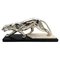 Walking Panther Sculpture, Silver-Plate, Marble, France, circa 1930, Image 1