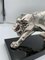 Walking Panther Sculpture, Silver-Plate, Marble, France, circa 1930, Image 7