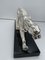Walking Panther Sculpture, Silver-Plate, Marble, France, circa 1930, Image 12