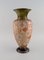 Large Hand-Painted Flowers & Gold Pottery Vase from Doulton Lambeth, Image 3