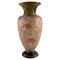 Grand Vase avec Fleurs Peintes à la Main et Poterie Dorée de Doulton Lambeth 1