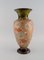 Large Hand-Painted Flowers & Gold Pottery Vase from Doulton Lambeth, Image 2