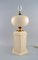Large Cream Lacquered Metal & Brass Table Lamp from Le Dauphin, France, 1970s 2