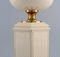 Large Cream Lacquered Metal & Brass Table Lamp from Le Dauphin, France, 1970s 3