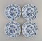 Antique Blue Hand-Painted Porcelain Onion Lunch Plates from Meissen, Set of 12 2