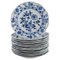 Antike blaue handbemalte Porzellan Zwiebel Teller von Meissen, 12er Set 1