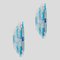 Brutalist Clear & Blue Glass Wall Lights from Poliarte, Set of 2 2