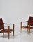 Kaare Klint Safari Lounge Chairs in Red Leather and Ash, Rud Rasmussen, 1950s From Rud. Rasmussen, Set of 2 10