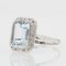 French Art Deco Aquamarine Diamonds 18 Karat White Gold Ring, 1930s 6