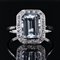 French Art Deco Aquamarine Diamonds 18 Karat White Gold Ring, 1930s 3