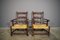 Vintage Wooden Armchairs with Low Straw Seat, 1920s, Set of 2 2