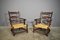 Vintage Wooden Armchairs with Low Straw Seat, 1920s, Set of 2 1